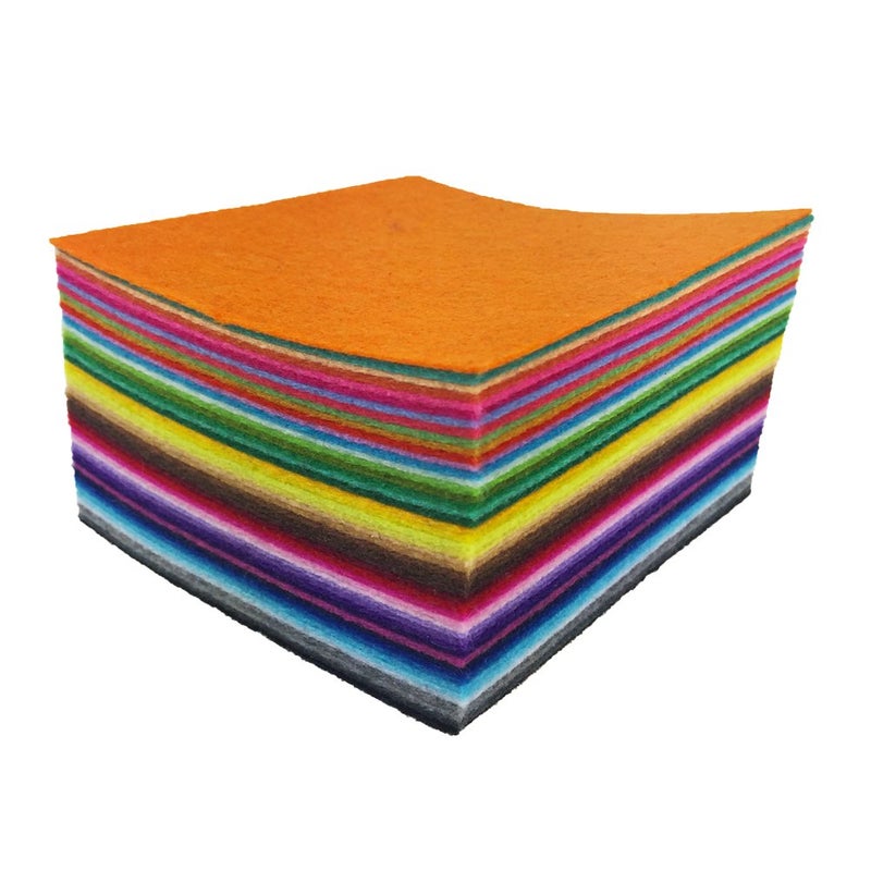flic-flac 4 x 4 inches (10 x10cm) Assorted Color Felt Fabric Sheets Patchwork Sewing DIY Craft 1mm Thick with Sewing Kit for Choice (Felt only, 48pcs) - Image 3
